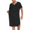 image:imageEkouaer Mens Nightshirt Nightwear Comfy BigampTall Short Sleeve Henley Sleep ShirtBlack