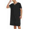 image:imageEkouaer Mens Nightshirt Nightwear Comfy BigampTall Short Sleeve Henley Sleep ShirtBlack