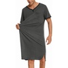 image:imageEkouaer Mens Nightshirt Nightwear Comfy BigampTall Short Sleeve Henley Sleep ShirtDark Grey