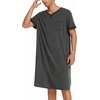 image:imageEkouaer Mens Nightshirt Nightwear Comfy BigampTall Short Sleeve Henley Sleep ShirtDark Grey