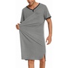 image:imageEkouaer Mens Nightshirt Nightwear Comfy BigampTall Short Sleeve Henley Sleep ShirtGrey