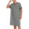 image:imageEkouaer Mens Nightshirt Nightwear Comfy BigampTall Short Sleeve Henley Sleep ShirtGrey