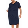 image:imageEkouaer Mens Nightshirt Nightwear Comfy BigampTall Short Sleeve Henley Sleep ShirtNavy Blue