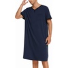 image:imageEkouaer Mens Nightshirt Nightwear Comfy BigampTall Short Sleeve Henley Sleep ShirtNavy Blue