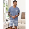image:imageEkouaer Mens Pajamas Set Soft Lounge Set V Neck Sleep Nightwear Short Sleeve Pjs with Pocket SXXL01 Light Blue Plaid