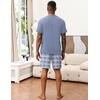 image:imageEkouaer Mens Pajamas Set Soft Lounge Set V Neck Sleep Nightwear Short Sleeve Pjs with Pocket SXXL01 Light Blue Plaid