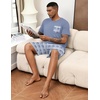 image:imageEkouaer Mens Pajamas Set Soft Lounge Set V Neck Sleep Nightwear Short Sleeve Pjs with Pocket SXXL01 Light Blue Plaid