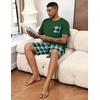 image:imageEkouaer Mens Pajamas Set Soft Lounge Set V Neck Sleep Nightwear Short Sleeve Pjs with Pocket SXXL02 Green Plaid
