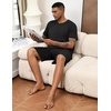 image:imageEkouaer Mens Pajamas Set Soft Lounge Set V Neck Sleep Nightwear Short Sleeve Pjs with Pocket SXXLBlack