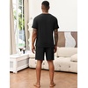 image:imageEkouaer Mens Pajamas Set Soft Lounge Set V Neck Sleep Nightwear Short Sleeve Pjs with Pocket SXXLBlack