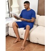image:imageEkouaer Mens Pajamas Set Soft Lounge Set V Neck Sleep Nightwear Short Sleeve Pjs with Pocket SXXLDeep Blue