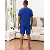 image:imageEkouaer Mens Pajamas Set Soft Lounge Set V Neck Sleep Nightwear Short Sleeve Pjs with Pocket SXXLDeep Blue