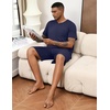 image:imageEkouaer Mens Pajamas Set Soft Lounge Set V Neck Sleep Nightwear Short Sleeve Pjs with Pocket SXXLNavy Blue