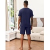 image:imageEkouaer Mens Pajamas Set Soft Lounge Set V Neck Sleep Nightwear Short Sleeve Pjs with Pocket SXXLNavy Blue