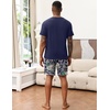 image:imageEkouaer Mens Pajamas Set Soft Lounge Set V Neck Sleep Nightwear Short Sleeve Pjs with Pocket SXXLNavy Blue Floral