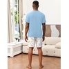 image:imageEkouaer Mens Pajamas Set Soft Lounge Set V Neck Sleep Nightwear Short Sleeve Pjs with Pocket SXXLPalm Tree Floral
