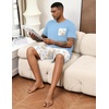 image:imageEkouaer Mens Pajamas Set Soft Lounge Set V Neck Sleep Nightwear Short Sleeve Pjs with Pocket SXXLPalm Tree Floral