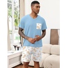 image:imageEkouaer Mens Pajamas Set Soft Lounge Set V Neck Sleep Nightwear Short Sleeve Pjs with Pocket SXXLPalm Tree Floral