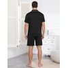 image:imageEkouaer Mens Pajamas Set Summer Short Sleeve Button Up Pjs 2 Piece Sleepwear with Pockets SXXXLBlack