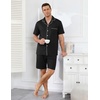 image:imageEkouaer Mens Pajamas Set Summer Short Sleeve Button Up Pjs 2 Piece Sleepwear with Pockets SXXXLBlack