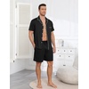 image:imageEkouaer Mens Pajamas Set Summer Short Sleeve Button Up Pjs 2 Piece Sleepwear with Pockets SXXXLBlack