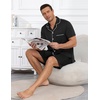 image:imageEkouaer Mens Pajamas Set Summer Short Sleeve Button Up Pjs 2 Piece Sleepwear with Pockets SXXXLBlack