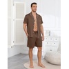 image:imageEkouaer Mens Pajamas Set Summer Short Sleeve Button Up Pjs 2 Piece Sleepwear with Pockets SXXXLBrown