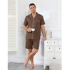 image:imageEkouaer Mens Pajamas Set Summer Short Sleeve Button Up Pjs 2 Piece Sleepwear with Pockets SXXXLBrown