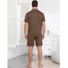 image:imageEkouaer Mens Pajamas Set Summer Short Sleeve Button Up Pjs 2 Piece Sleepwear with Pockets SXXXLBrown