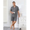 image:imageEkouaer Mens Pajamas Set Summer Short Sleeve Button Up Pjs 2 Piece Sleepwear with Pockets SXXXLGray
