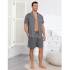 image:imageEkouaer Mens Pajamas Set Summer Short Sleeve Button Up Pjs 2 Piece Sleepwear with Pockets SXXXLGray