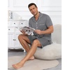 image:imageEkouaer Mens Pajamas Set Summer Short Sleeve Button Up Pjs 2 Piece Sleepwear with Pockets SXXXLGray
