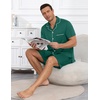 image:imageEkouaer Mens Pajamas Set Summer Short Sleeve Button Up Pjs 2 Piece Sleepwear with Pockets SXXXLGreen