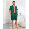 image:imageEkouaer Mens Pajamas Set Summer Short Sleeve Button Up Pjs 2 Piece Sleepwear with Pockets SXXXLGreen