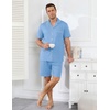 image:imageEkouaer Mens Pajamas Set Summer Short Sleeve Button Up Pjs 2 Piece Sleepwear with Pockets SXXXLLight Blue