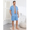 image:imageEkouaer Mens Pajamas Set Summer Short Sleeve Button Up Pjs 2 Piece Sleepwear with Pockets SXXXLLight Blue