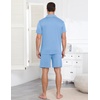 image:imageEkouaer Mens Pajamas Set Summer Short Sleeve Button Up Pjs 2 Piece Sleepwear with Pockets SXXXLLight Blue