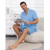 image:imageEkouaer Mens Pajamas Set Summer Short Sleeve Button Up Pjs 2 Piece Sleepwear with Pockets SXXXLLight Blue