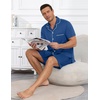 image:imageEkouaer Mens Pajamas Set Summer Short Sleeve Button Up Pjs 2 Piece Sleepwear with Pockets SXXXLNavy Blue