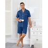 image:imageEkouaer Mens Pajamas Set Summer Short Sleeve Button Up Pjs 2 Piece Sleepwear with Pockets SXXXLNavy Blue