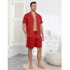 image:imageEkouaer Mens Pajamas Set Summer Short Sleeve Button Up Pjs 2 Piece Sleepwear with Pockets SXXXLRed