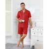 image:imageEkouaer Mens Pajamas Set Summer Short Sleeve Button Up Pjs 2 Piece Sleepwear with Pockets SXXXLRed