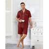 image:imageEkouaer Mens Pajamas Set Summer Short Sleeve Button Up Pjs 2 Piece Sleepwear with Pockets SXXXLWine Red