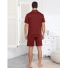 image:imageEkouaer Mens Pajamas Set Summer Short Sleeve Button Up Pjs 2 Piece Sleepwear with Pockets SXXXLWine Red