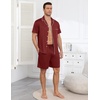 image:imageEkouaer Mens Pajamas Set Summer Short Sleeve Button Up Pjs 2 Piece Sleepwear with Pockets SXXXLWine Red