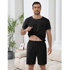 image:imageEkouaer Mens Pajamas Sets Shorts Soft Short Sleeve Pjs Summer Sleepwear Pants Casual Lounge Sets with PocketsBlack