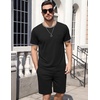 image:imageEkouaer Mens Pajamas Sets Shorts Soft Short Sleeve Pjs Summer Sleepwear Pants Casual Lounge Sets with PocketsBlack