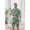 image:imageEkouaer Mens Pajamas Sets Shorts Soft Short Sleeve Pjs Summer Sleepwear Pants Casual Lounge Sets with PocketsCoconut Tree Green