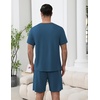 image:imageEkouaer Mens Pajamas Sets Shorts Soft Short Sleeve Pjs Summer Sleepwear Pants Casual Lounge Sets with PocketsDeep Blue