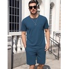 image:imageEkouaer Mens Pajamas Sets Shorts Soft Short Sleeve Pjs Summer Sleepwear Pants Casual Lounge Sets with PocketsDeep Blue
